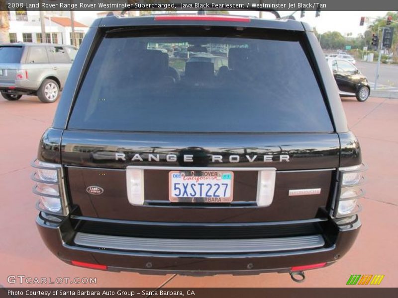 Java Black Pearlescent / Westminster Jet Black/Tan 2008 Land Rover Range Rover Westminster Supercharged