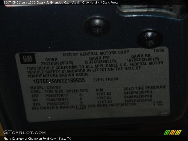 Stealth Gray Metallic / Dark Pewter 2007 GMC Sierra 1500 Classic SL Extended Cab