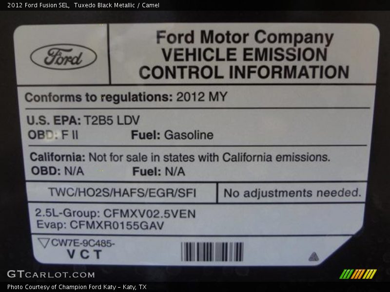 Tuxedo Black Metallic / Camel 2012 Ford Fusion SEL