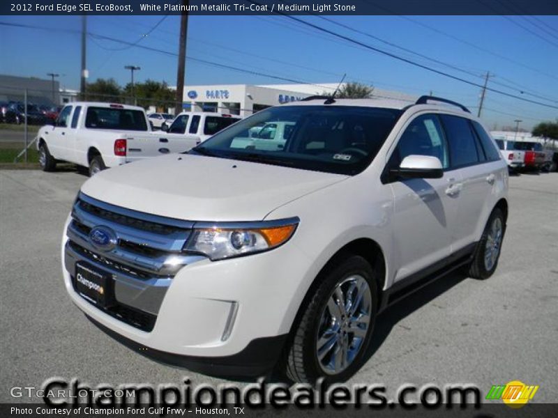 White Platinum Metallic Tri-Coat / Medium Light Stone 2012 Ford Edge SEL EcoBoost