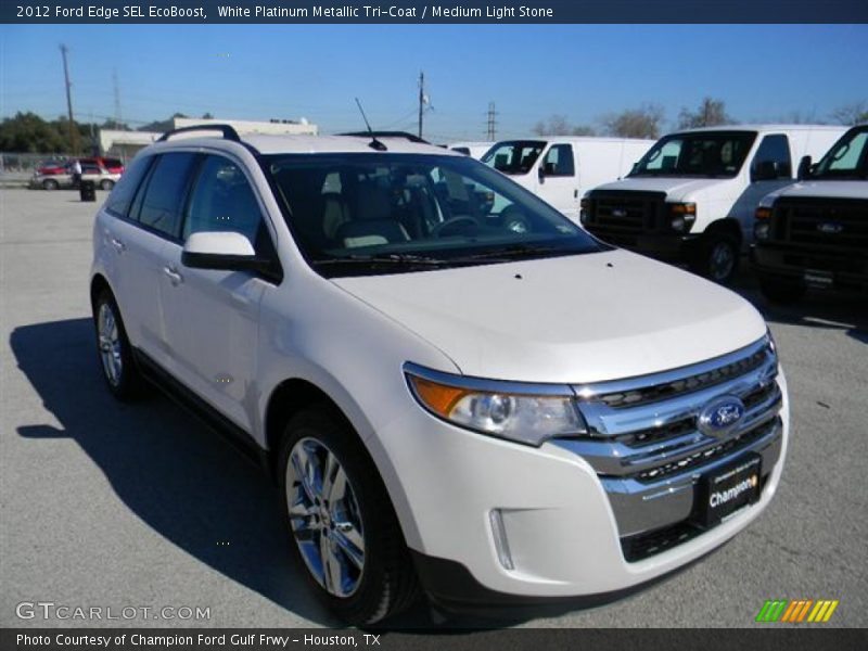 White Platinum Metallic Tri-Coat / Medium Light Stone 2012 Ford Edge SEL EcoBoost