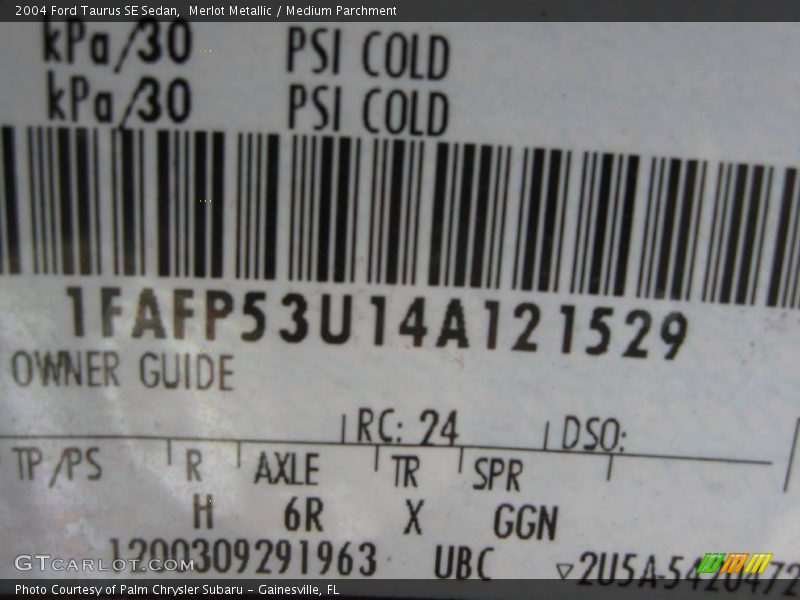 Merlot Metallic / Medium Parchment 2004 Ford Taurus SE Sedan