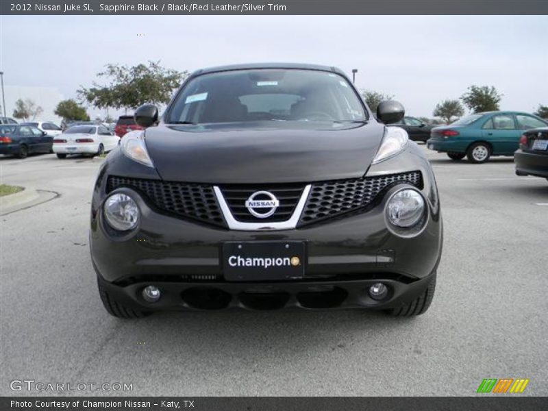 Sapphire Black / Black/Red Leather/Silver Trim 2012 Nissan Juke SL