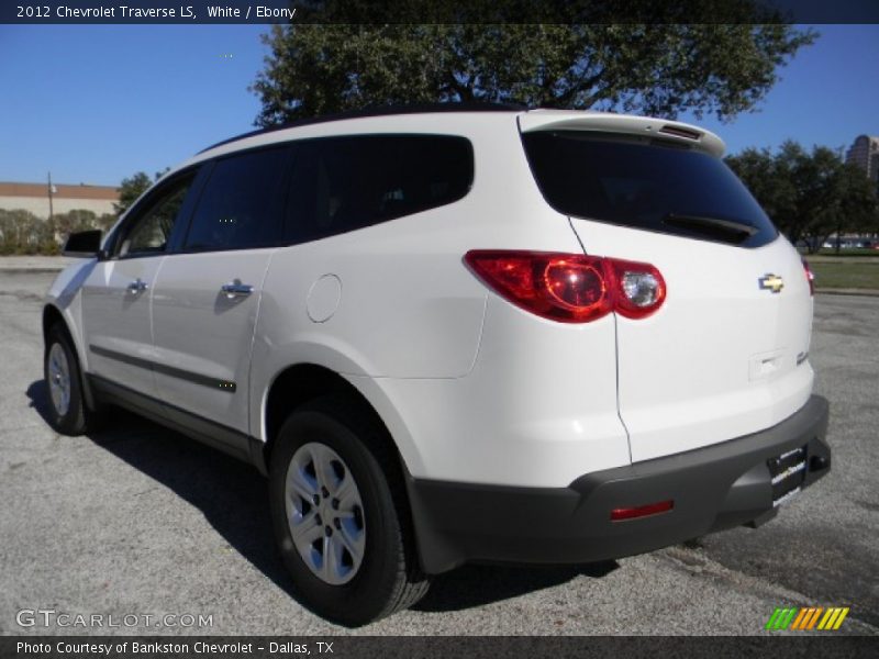 White / Ebony 2012 Chevrolet Traverse LS