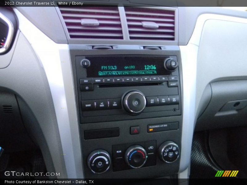 White / Ebony 2012 Chevrolet Traverse LS