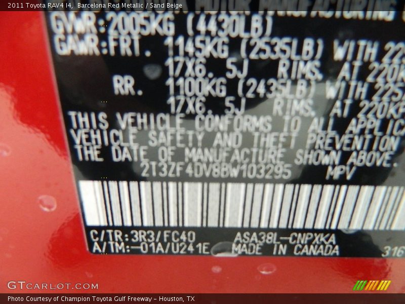 Barcelona Red Metallic / Sand Beige 2011 Toyota RAV4 I4