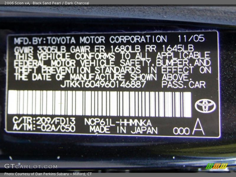Black Sand Pearl / Dark Charcoal 2006 Scion xA