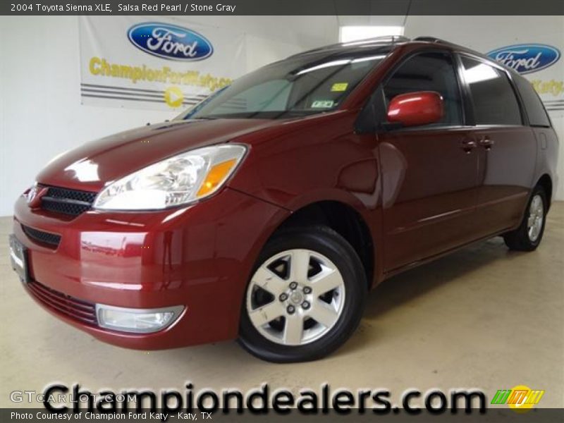 Salsa Red Pearl / Stone Gray 2004 Toyota Sienna XLE