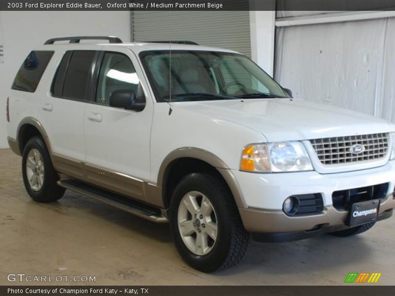 Oxford White / Medium Parchment Beige 2003 Ford Explorer Eddie Bauer