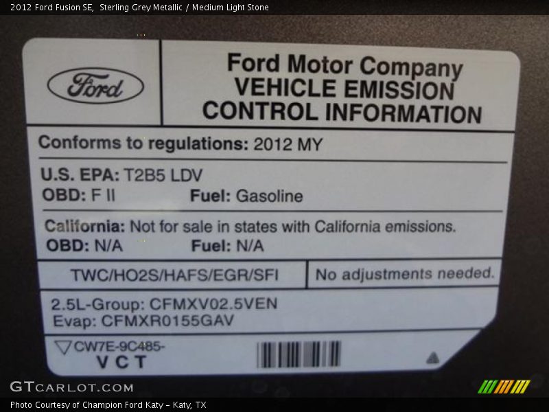 Sterling Grey Metallic / Medium Light Stone 2012 Ford Fusion SE