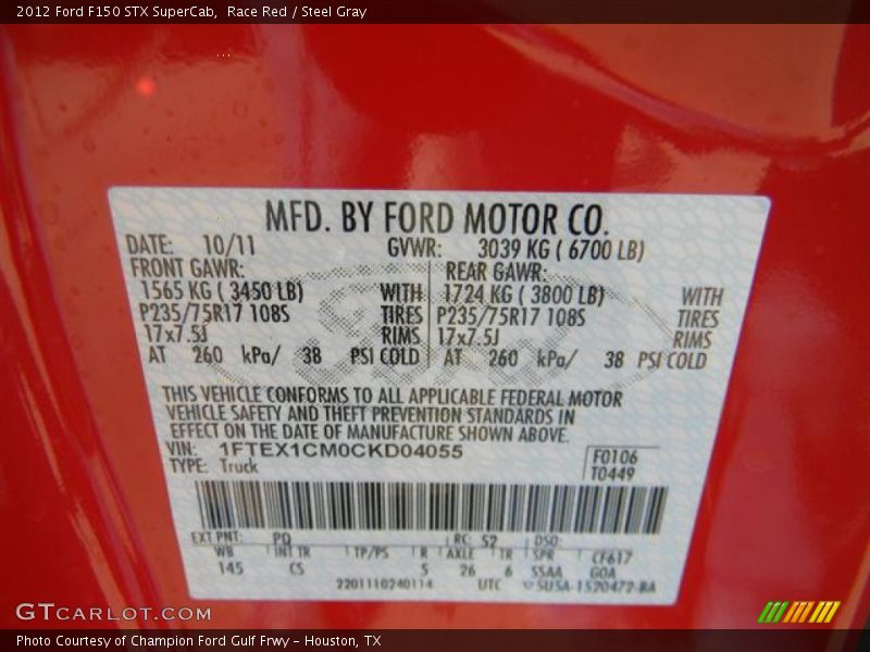 Race Red / Steel Gray 2012 Ford F150 STX SuperCab