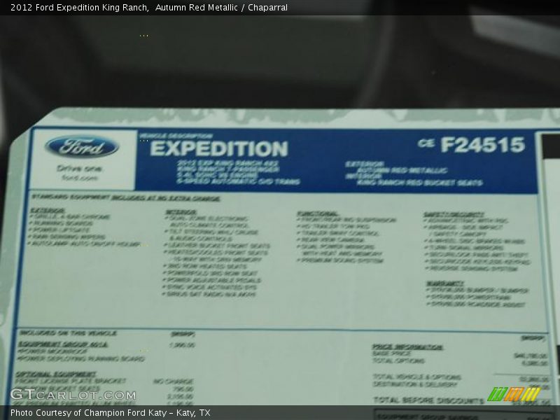  2012 Expedition King Ranch Window Sticker