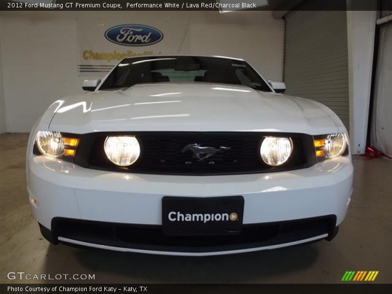 Performance White / Lava Red/Charcoal Black 2012 Ford Mustang GT Premium Coupe