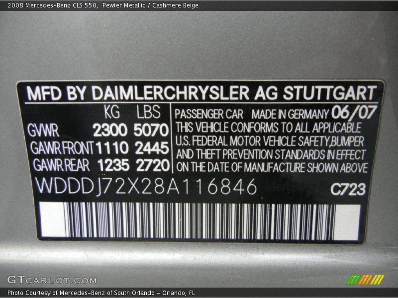 Pewter Metallic / Cashmere Beige 2008 Mercedes-Benz CLS 550