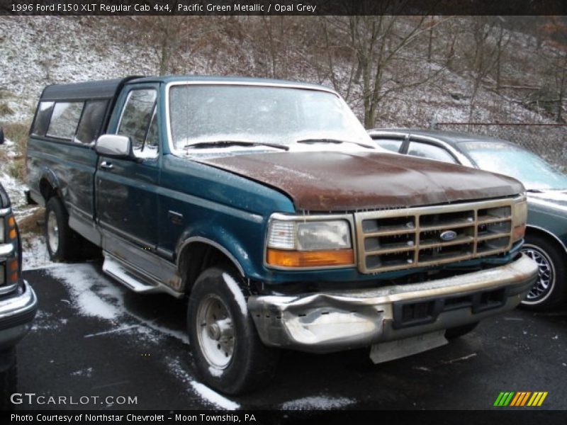 Pacific Green Metallic / Opal Grey 1996 Ford F150 XLT Regular Cab 4x4