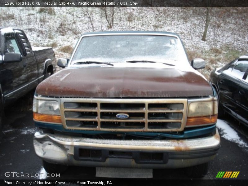 Pacific Green Metallic / Opal Grey 1996 Ford F150 XLT Regular Cab 4x4