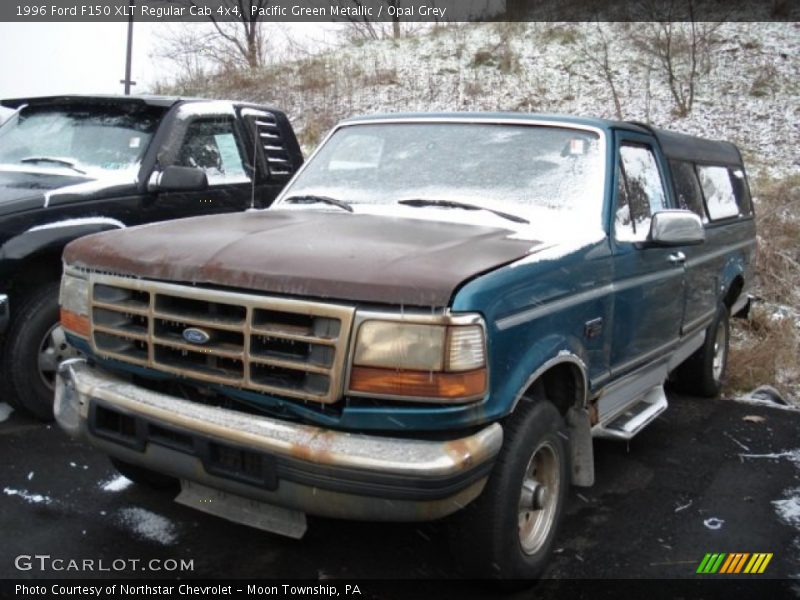 Pacific Green Metallic / Opal Grey 1996 Ford F150 XLT Regular Cab 4x4