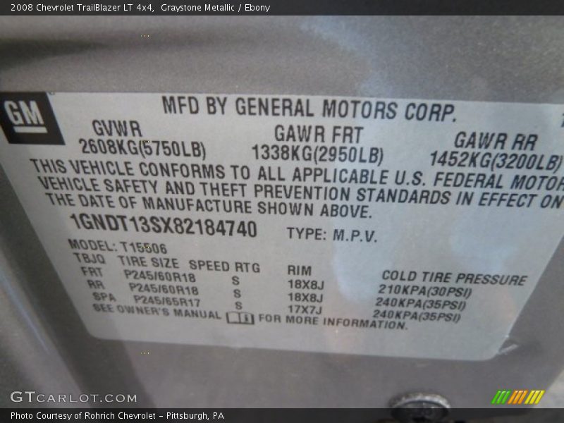 Graystone Metallic / Ebony 2008 Chevrolet TrailBlazer LT 4x4