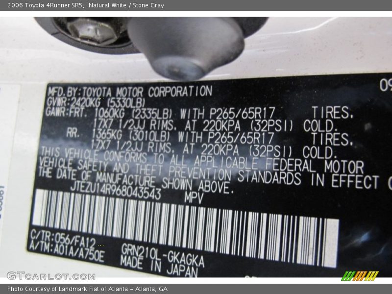 Natural White / Stone Gray 2006 Toyota 4Runner SR5