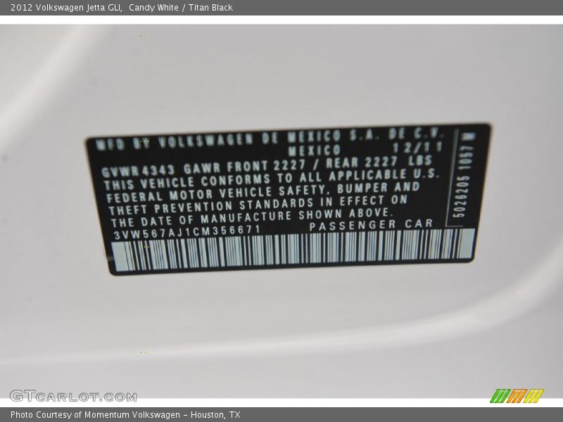 Candy White / Titan Black 2012 Volkswagen Jetta GLI