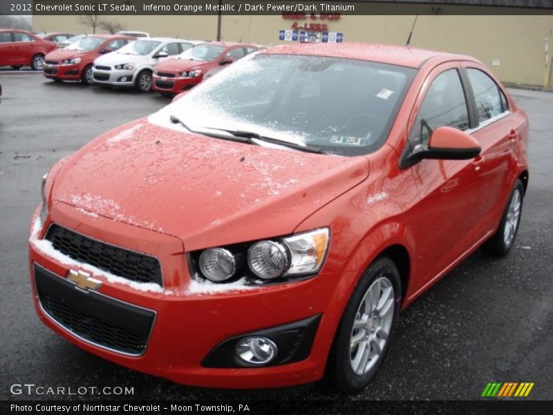 Inferno Orange Metallic / Dark Pewter/Dark Titanium 2012 Chevrolet Sonic LT Sedan