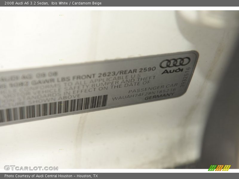 Ibis White / Cardamom Beige 2008 Audi A6 3.2 Sedan