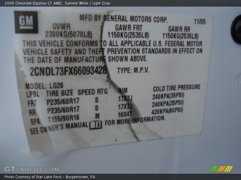 Summit White / Light Gray 2006 Chevrolet Equinox LT AWD