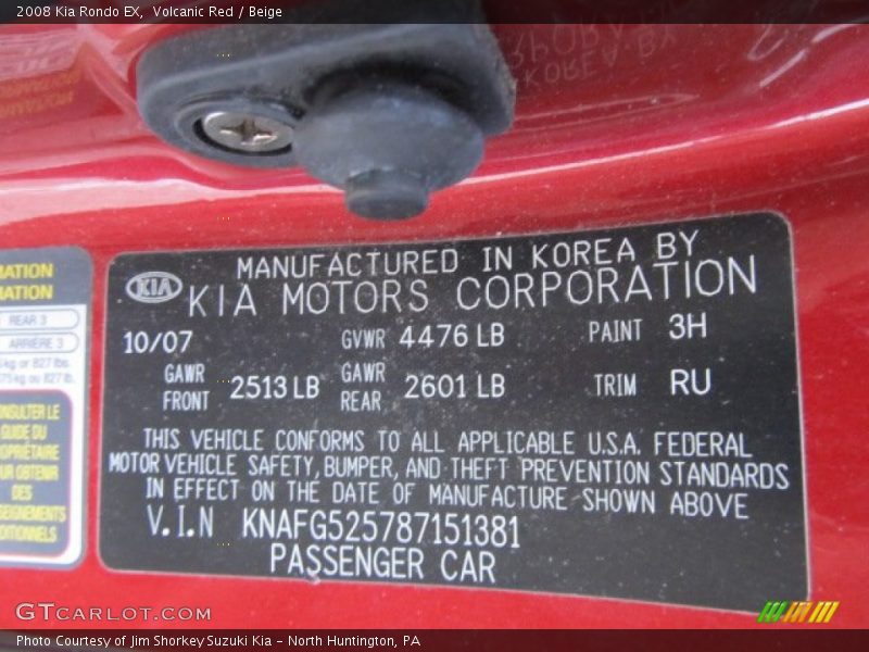 Volcanic Red / Beige 2008 Kia Rondo EX