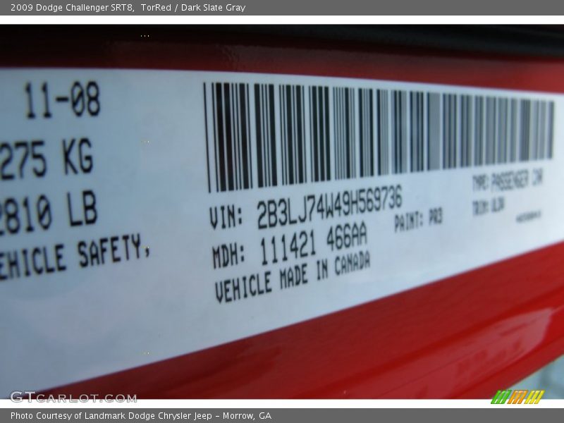 TorRed / Dark Slate Gray 2009 Dodge Challenger SRT8