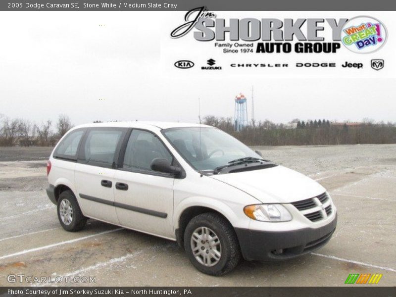 Stone White / Medium Slate Gray 2005 Dodge Caravan SE