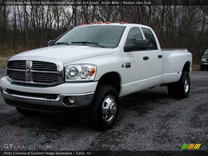 Bright White / Medium Slate Gray 2008 Dodge Ram 3500 Big Horn Edition Quad Cab 4x4 Dually