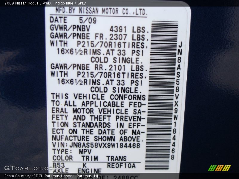 Indigo Blue / Gray 2009 Nissan Rogue S AWD