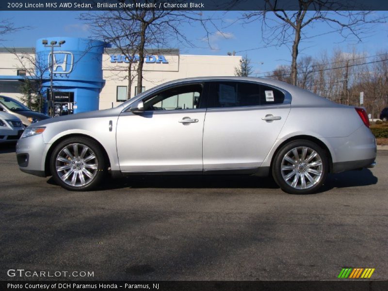 Brilliant Silver Metallic / Charcoal Black 2009 Lincoln MKS AWD Sedan