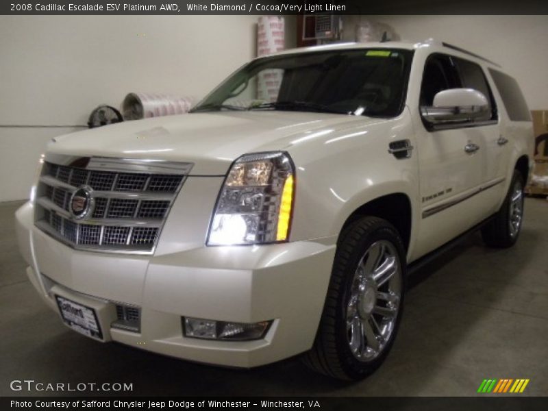 White Diamond / Cocoa/Very Light Linen 2008 Cadillac Escalade ESV Platinum AWD