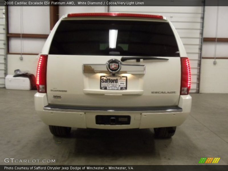 White Diamond / Cocoa/Very Light Linen 2008 Cadillac Escalade ESV Platinum AWD