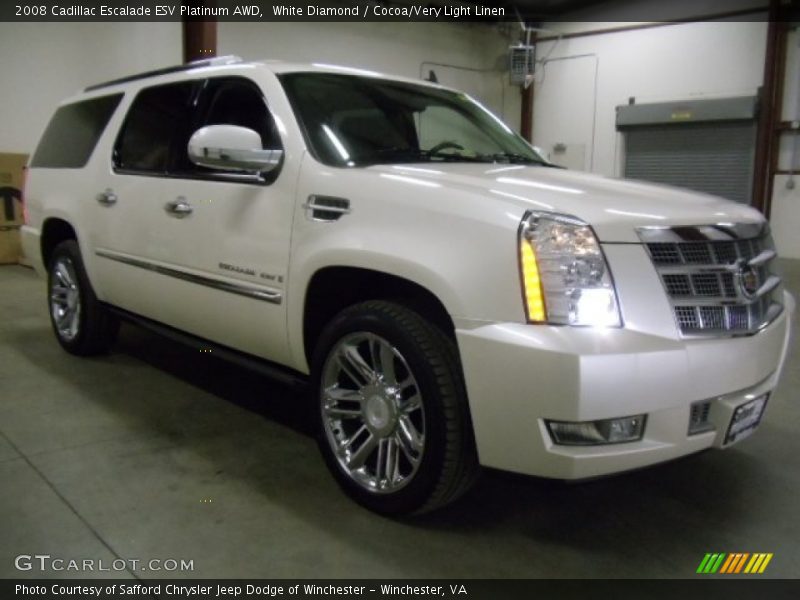 White Diamond / Cocoa/Very Light Linen 2008 Cadillac Escalade ESV Platinum AWD