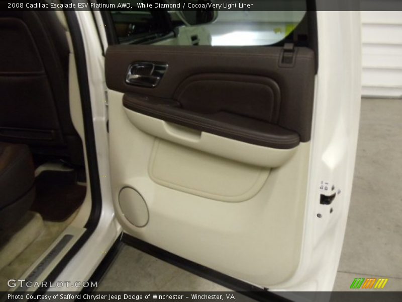 White Diamond / Cocoa/Very Light Linen 2008 Cadillac Escalade ESV Platinum AWD