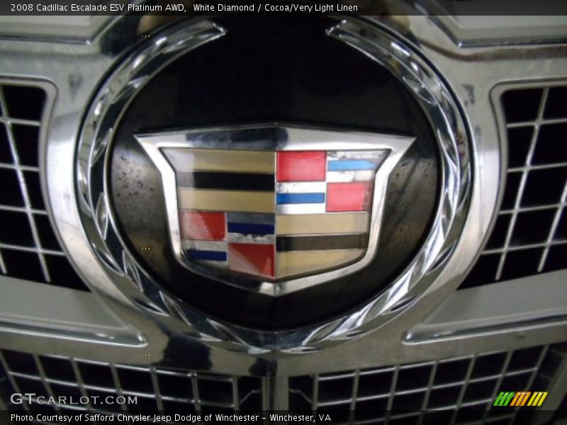 White Diamond / Cocoa/Very Light Linen 2008 Cadillac Escalade ESV Platinum AWD