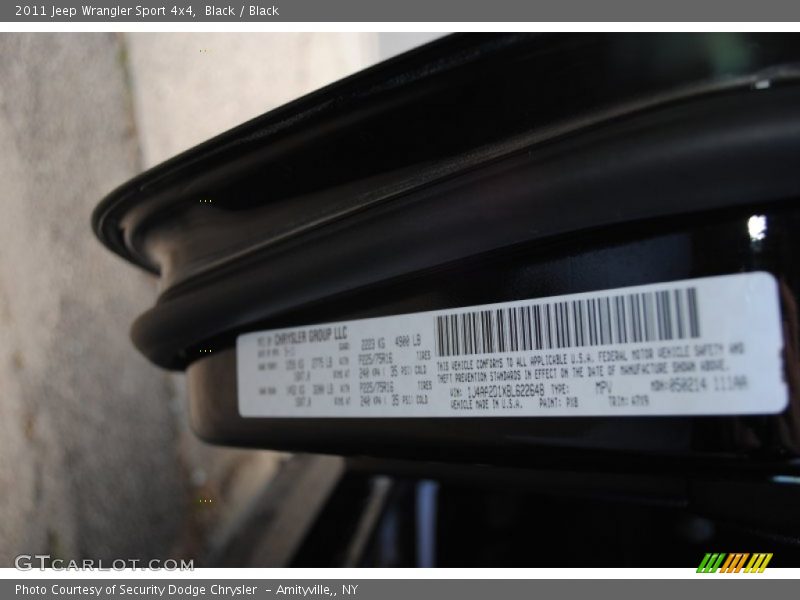 Black / Black 2011 Jeep Wrangler Sport 4x4