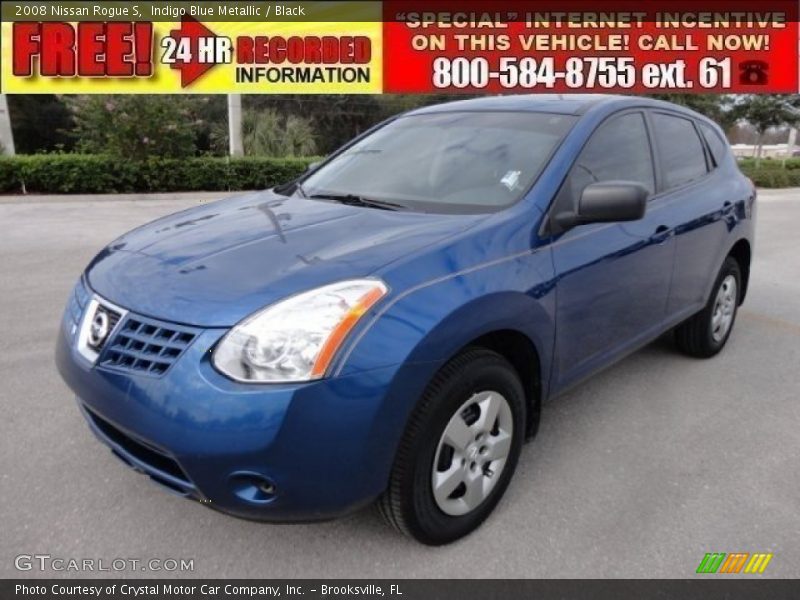 Indigo Blue Metallic / Black 2008 Nissan Rogue S