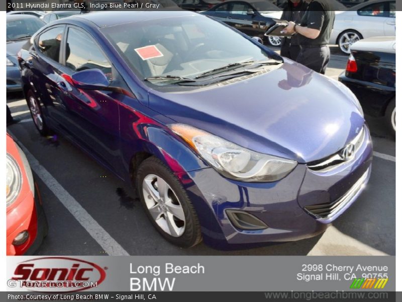 Indigo Blue Pearl / Gray 2011 Hyundai Elantra GLS