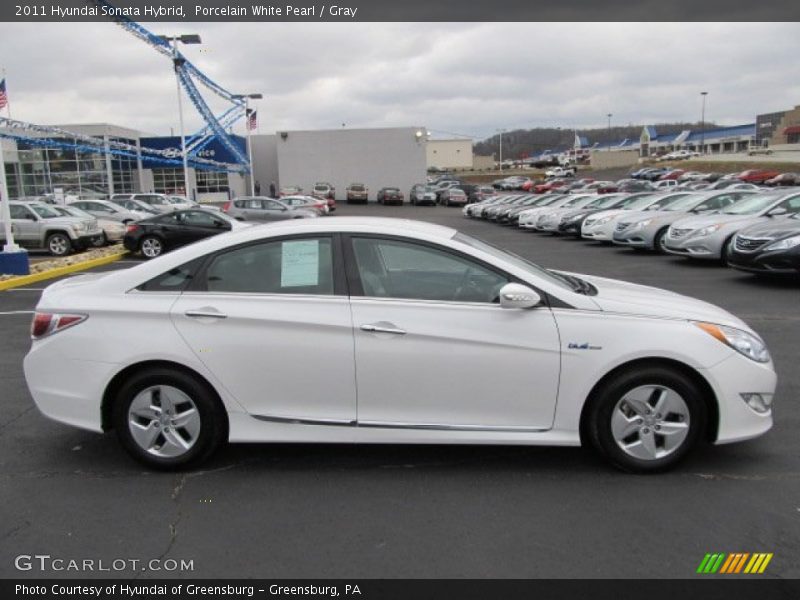 Porcelain White Pearl / Gray 2011 Hyundai Sonata Hybrid