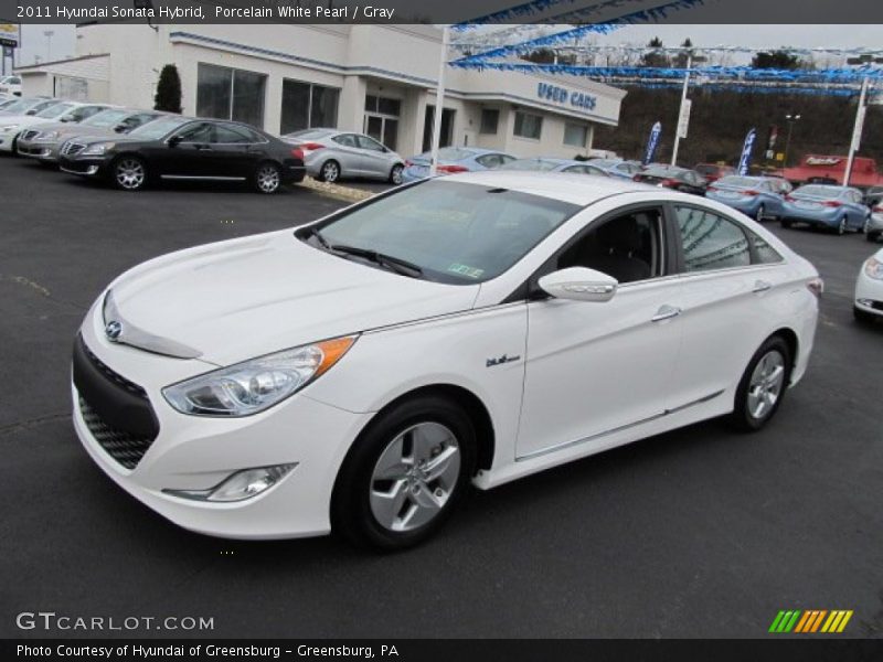 Porcelain White Pearl / Gray 2011 Hyundai Sonata Hybrid