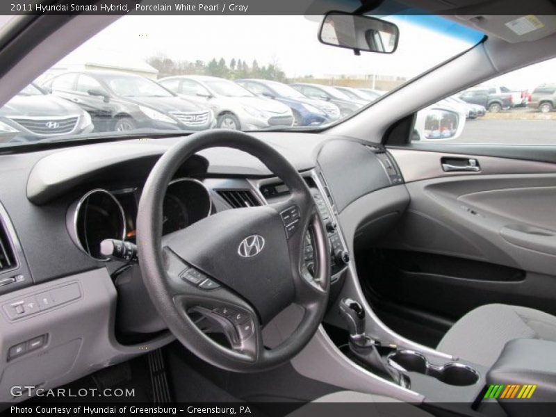 Porcelain White Pearl / Gray 2011 Hyundai Sonata Hybrid