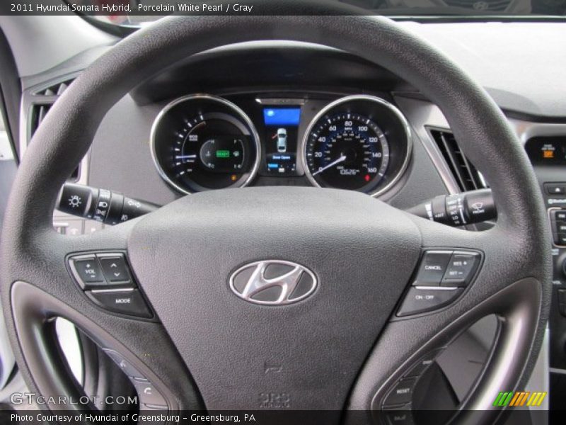 Porcelain White Pearl / Gray 2011 Hyundai Sonata Hybrid