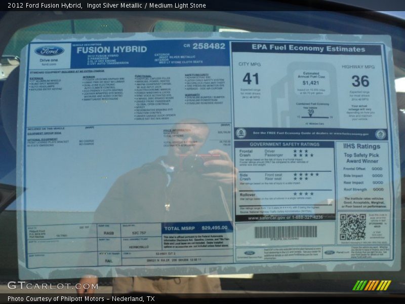  2012 Fusion Hybrid Window Sticker