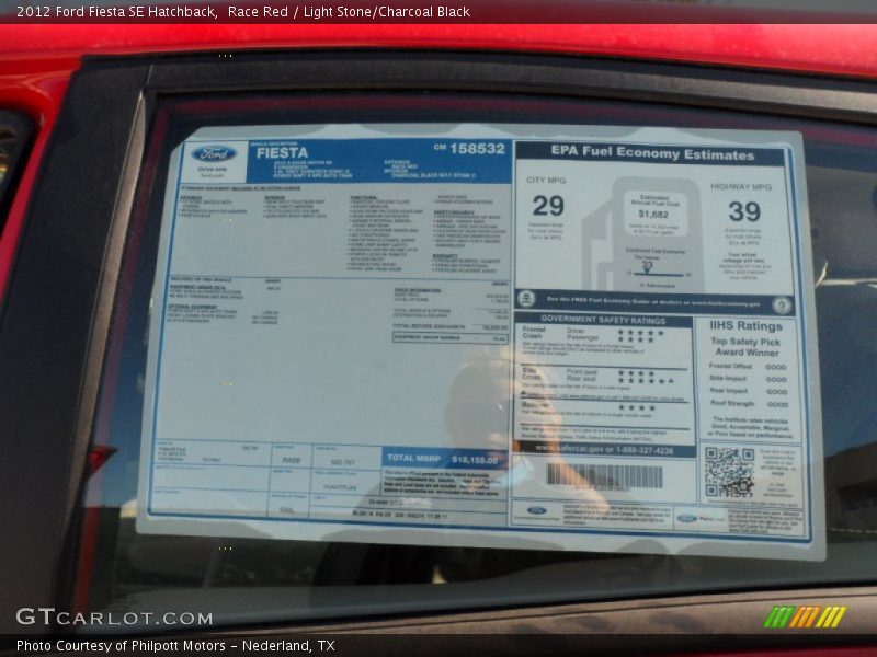  2012 Fiesta SE Hatchback Window Sticker