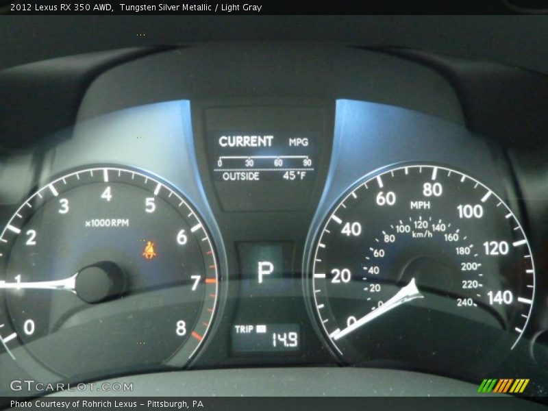 Tungsten Silver Metallic / Light Gray 2012 Lexus RX 350 AWD
