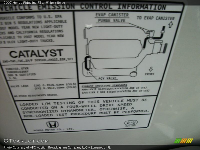 White / Beige 2007 Honda Ridgeline RTL