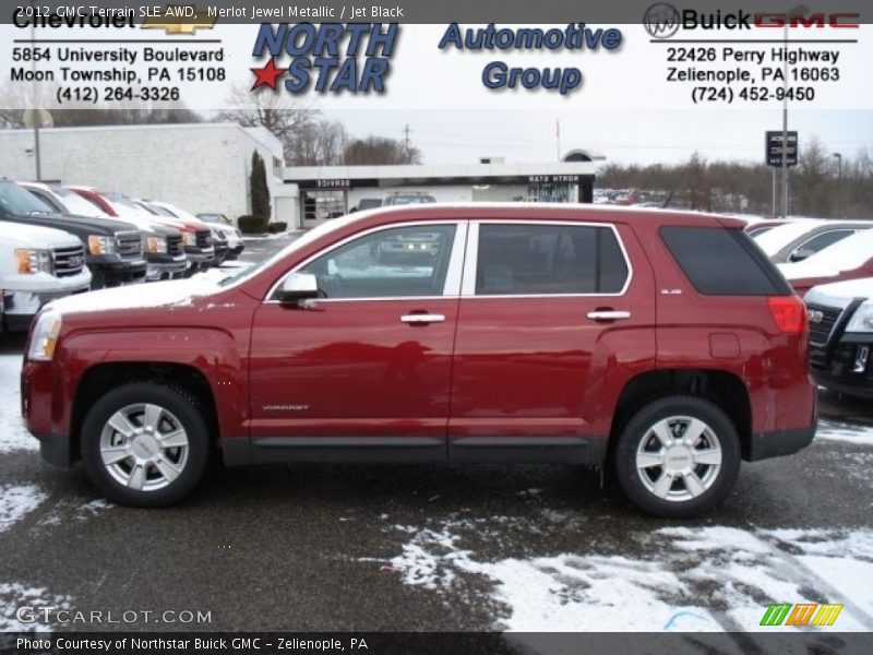 Merlot Jewel Metallic / Jet Black 2012 GMC Terrain SLE AWD